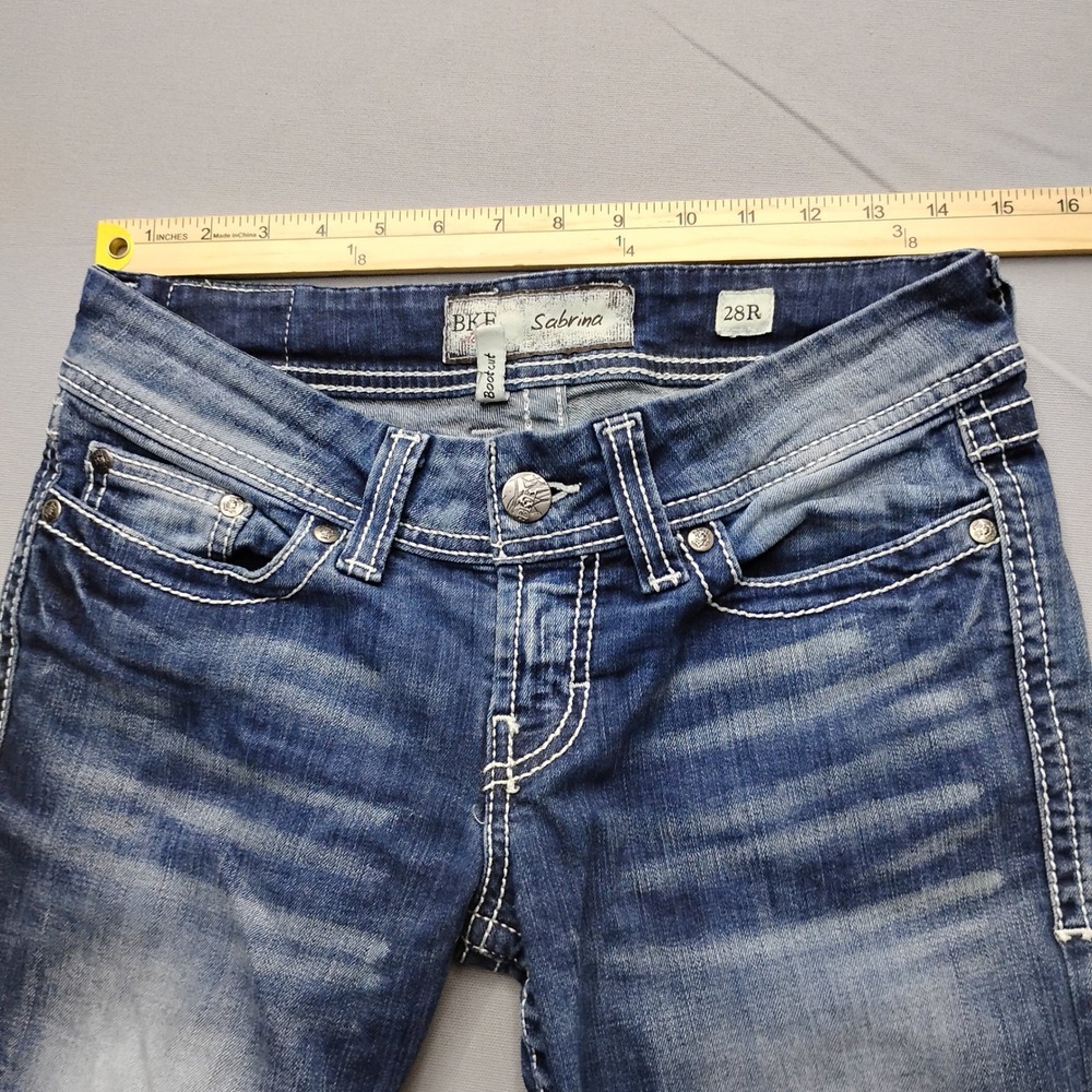 BKE Sabrina Bootcut Jeans Womens 28R Medium Wash Thick Stitch Low Rise Denim - Picture 6 of 9